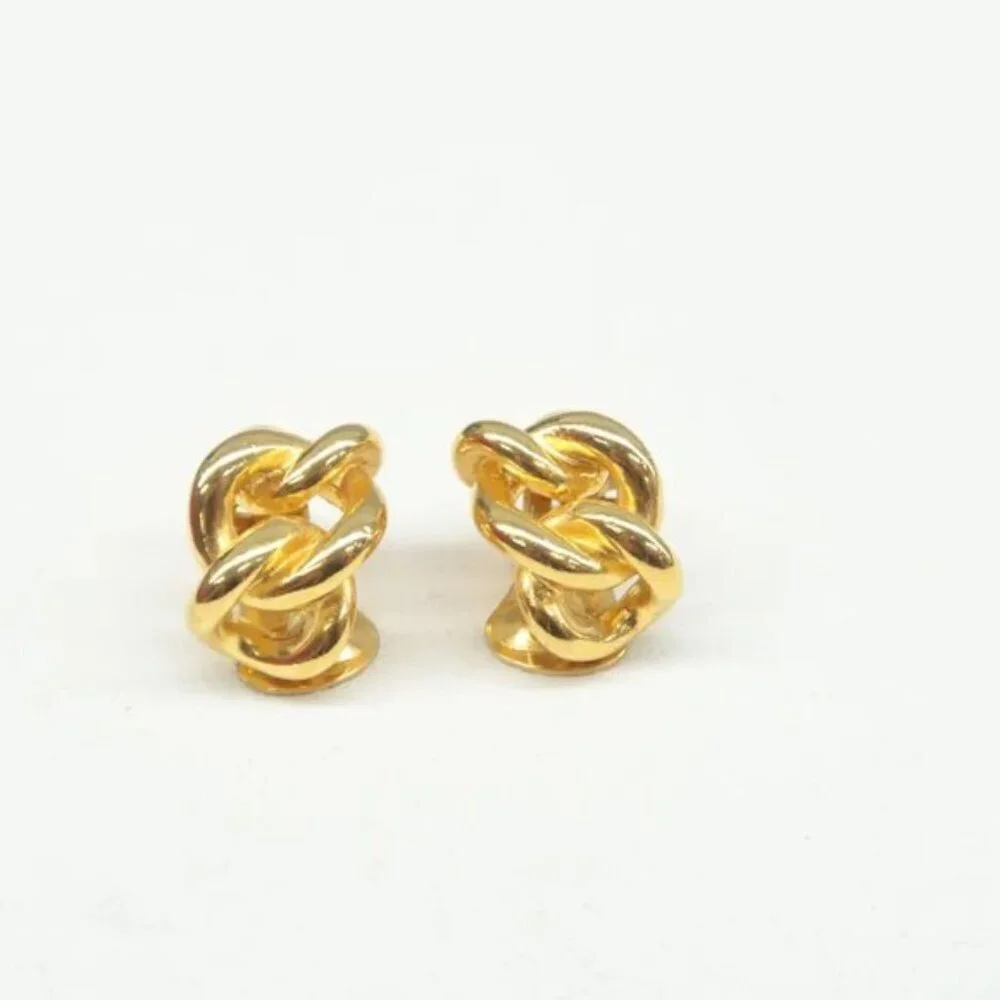 100% Authentic DIOR Gold Metal Clip-On Earrings 302-092924